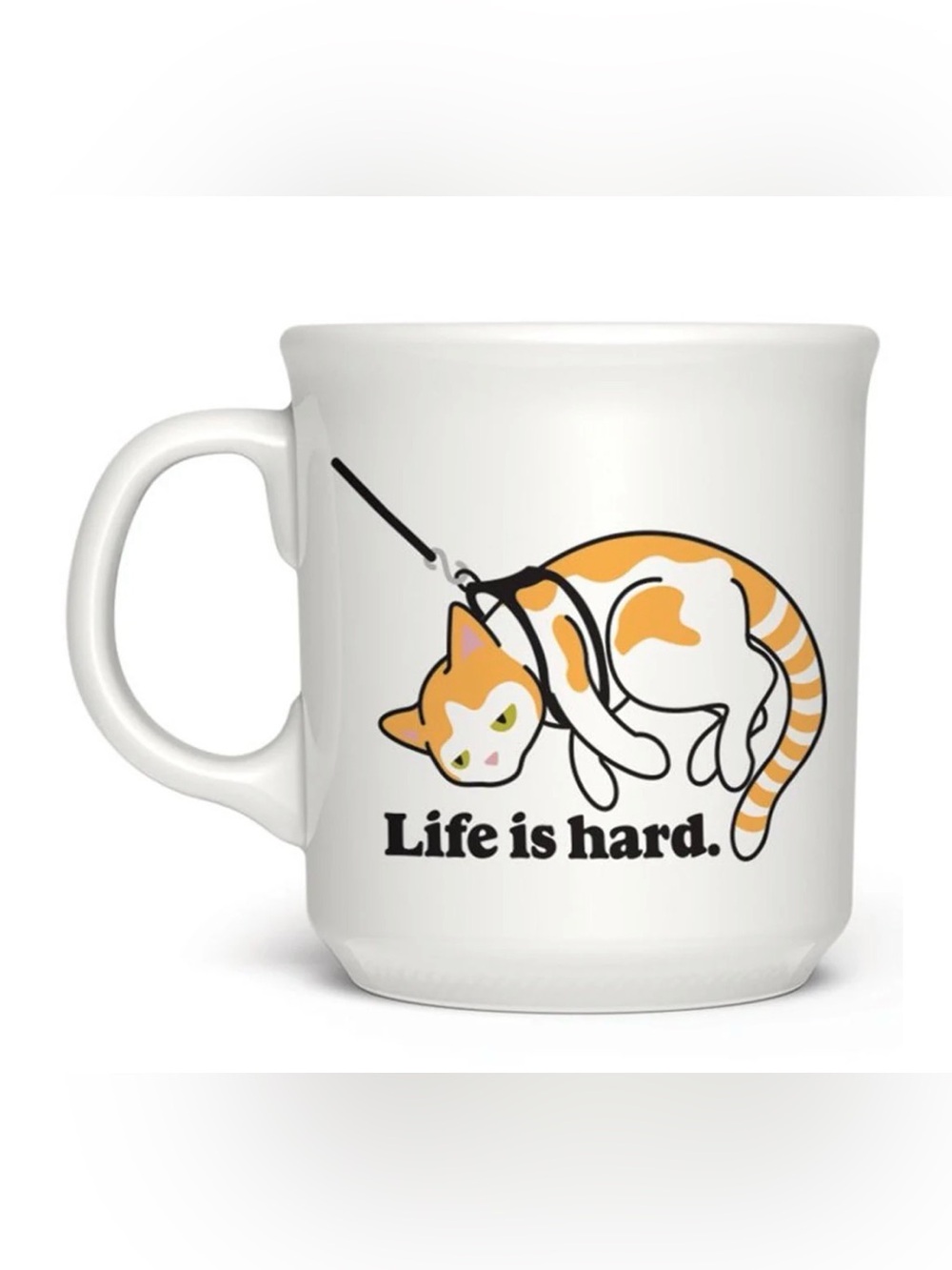 Fred's SAY ANYTHING Life is Hard Orange Cat Muggin Out Coffee Mug 16 Oz